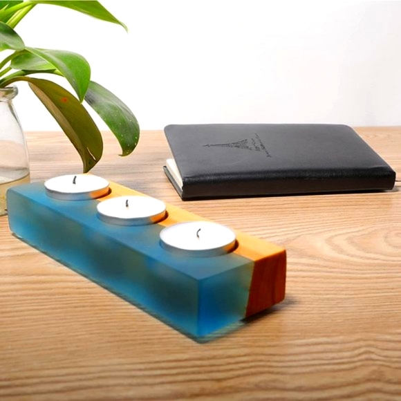 Wood Resin/Epoxy Tea Lights Candle Holder 3 Slot - Picture 8 of 11